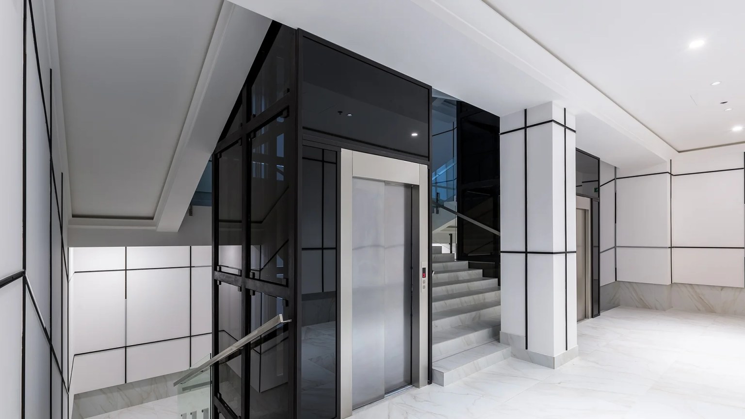 Artwork- elevators | Brimco Modern commercial elevator in sleek office building interior enhancing accessibility and efficiency